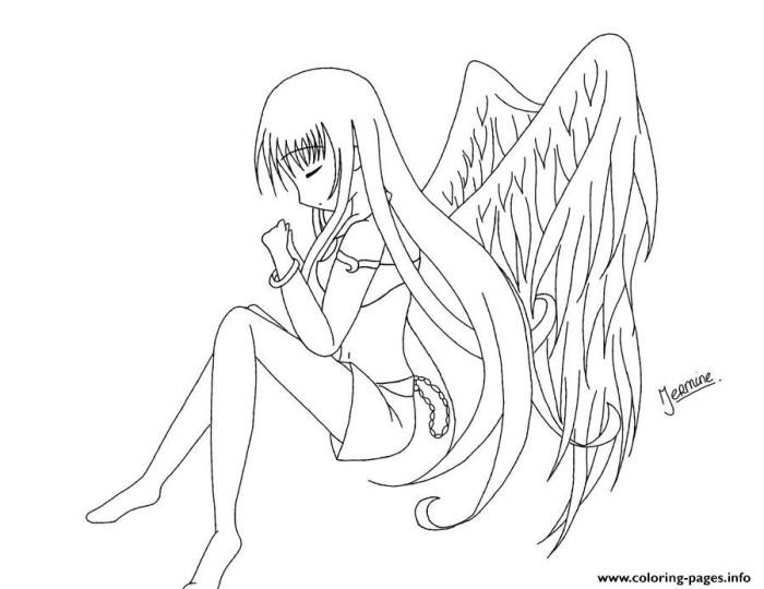 Anime coloring pages angel