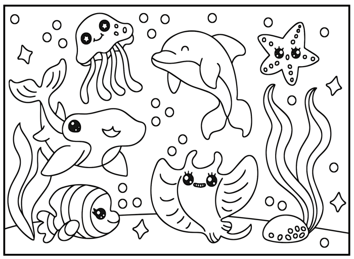 Cute kawaii animals coloring pages