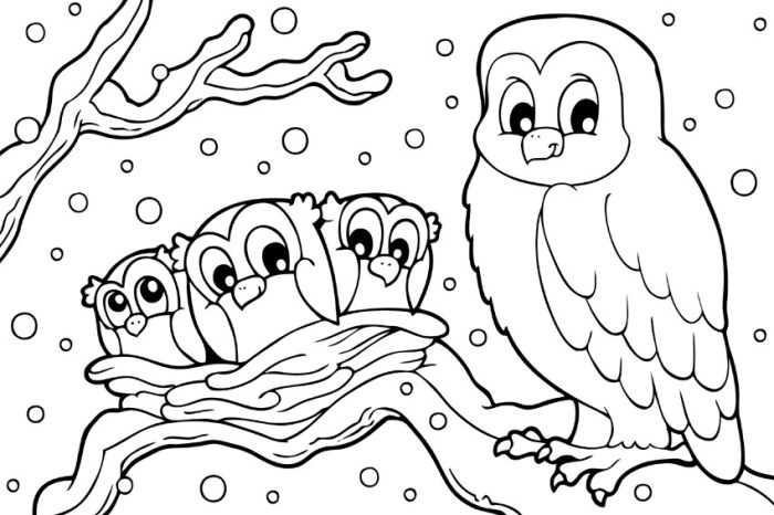 Free coloring pages winter animals