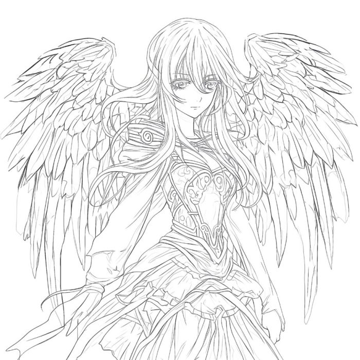 Anime coloring pages angel