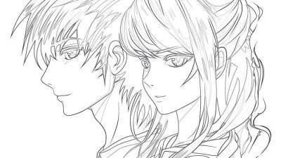 Anime couple coloring pages neko