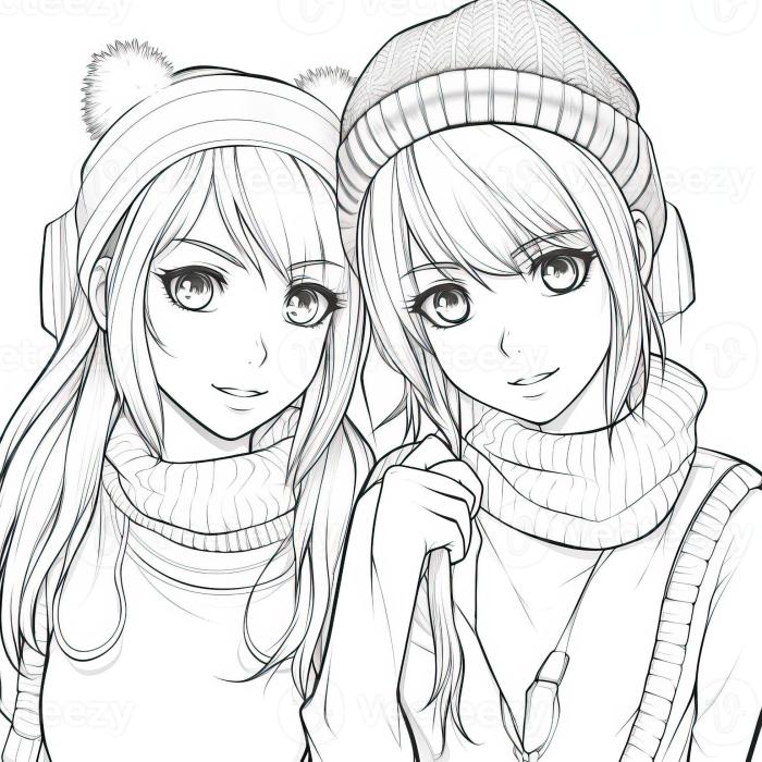 Anime coloring book bff