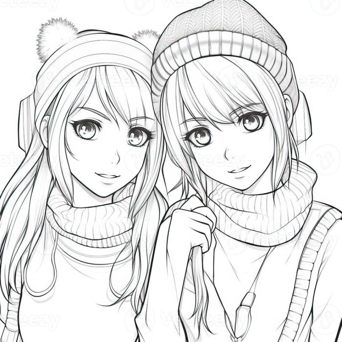 Anime coloring pages best freinds