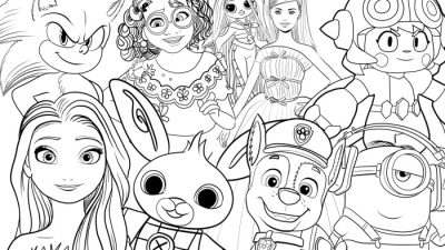 Animation characters coloring pages