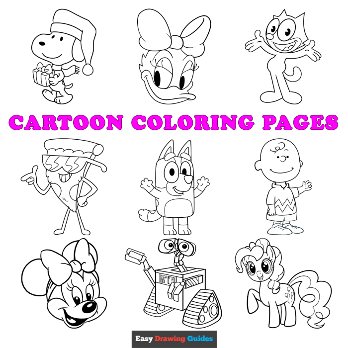 Animated character coloring pages