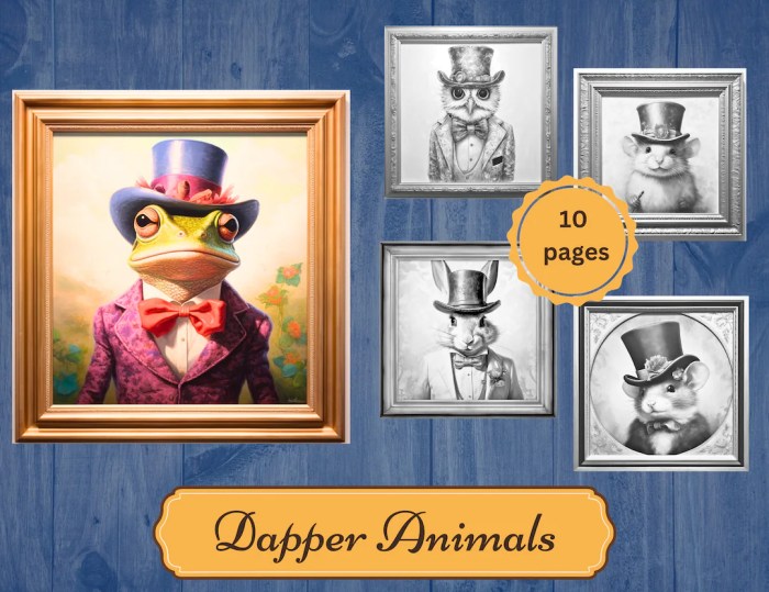 Dapper animals coloring book