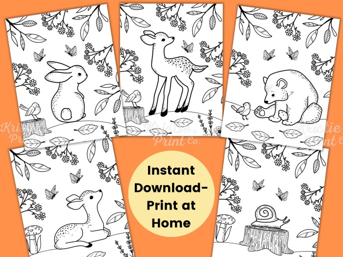 Cute woodland animal coloring pages printable