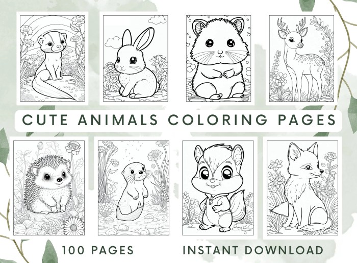 Cute animal coloring page printable