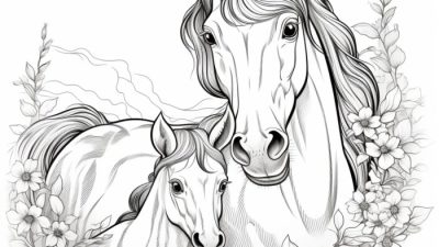 Coloring book animals for kids horse