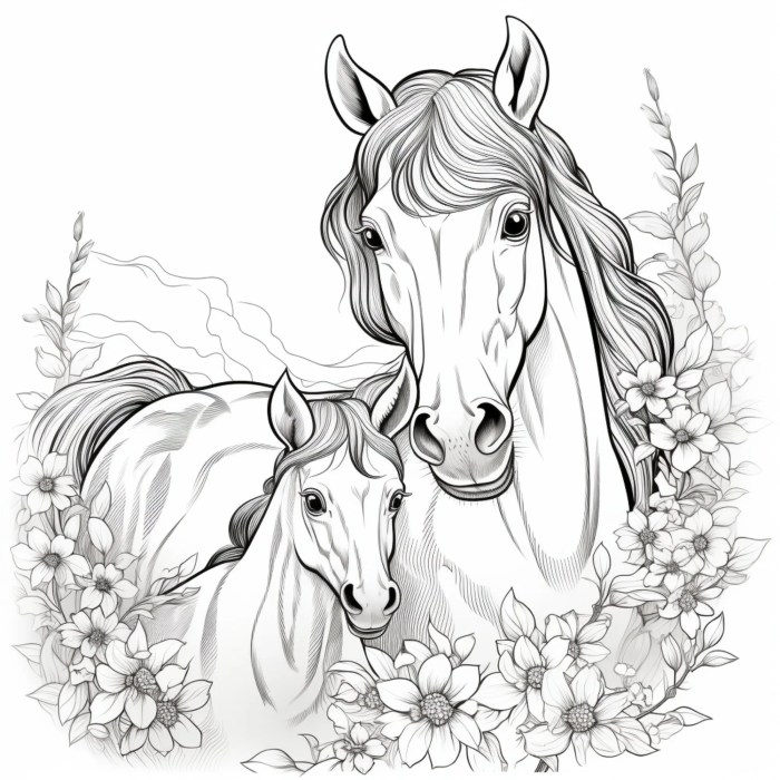 Coloring book animals for kids horse