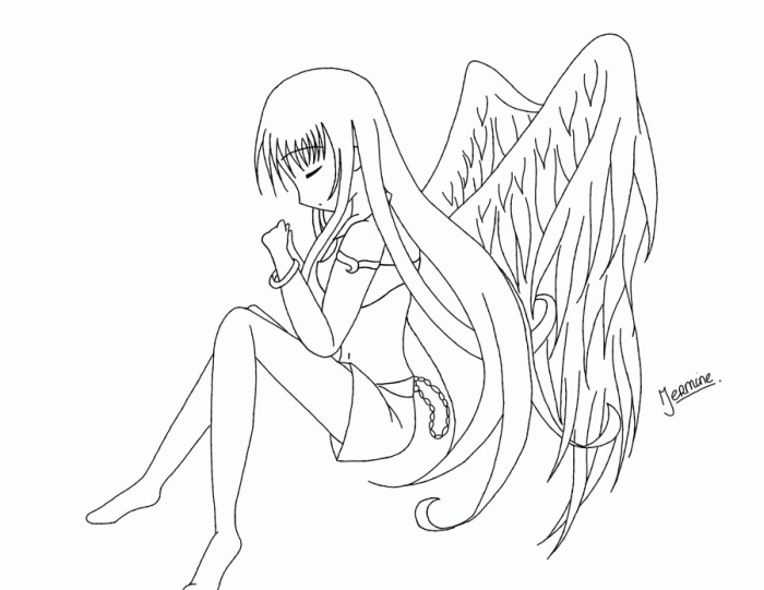 Anime angel fox coloring page