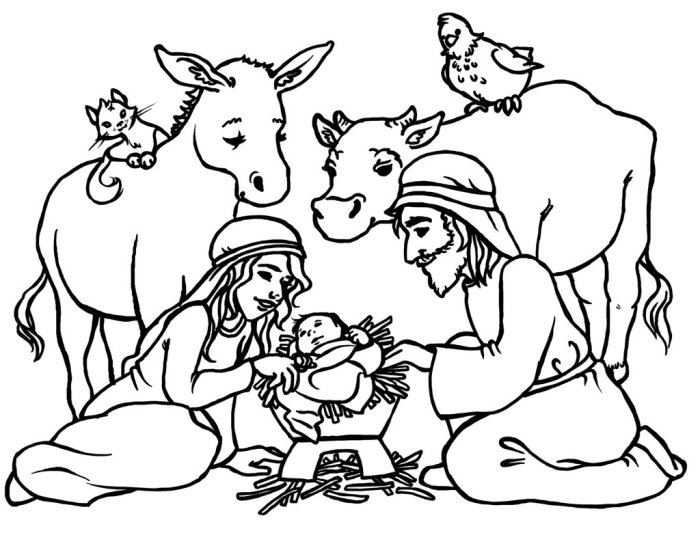 Nativity animals coloring pages