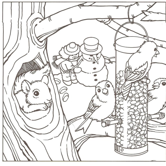 Free coloring pages winter animals