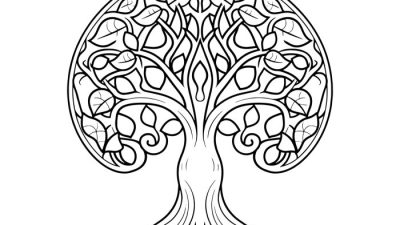 Coloring book tree for kids