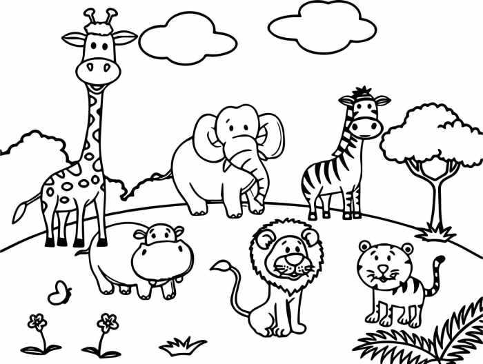 Coloring pages of baby jungle animals