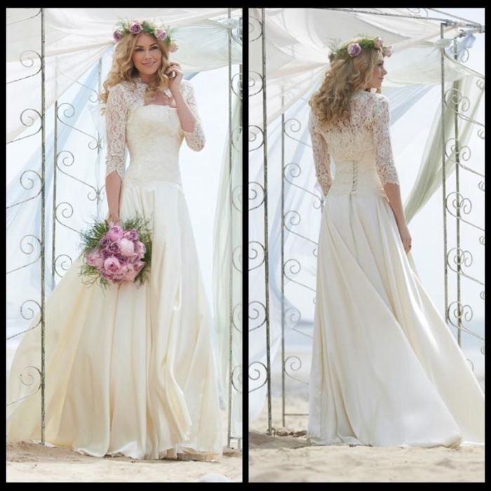 Long sleeve wedding dress beach