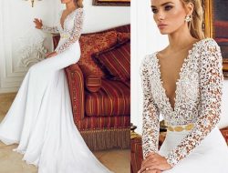 Lace Mermaid Wedding Dress with Long Sleeves