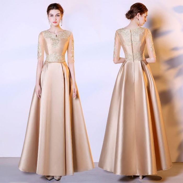 Gold evening dresses for wedding